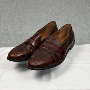 Stacy Adams Mens Brown Genuine Snake Leather Penny Loafers 24725-221 Size 14M
